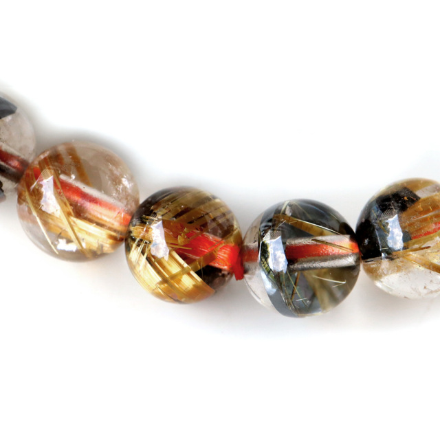 タイチン ルチルクォーツ ブレスレット AAA 母岩ヘマタイト入り ゴールドルチル 太陽タイチンルチル 太金針 水晶 1点もの