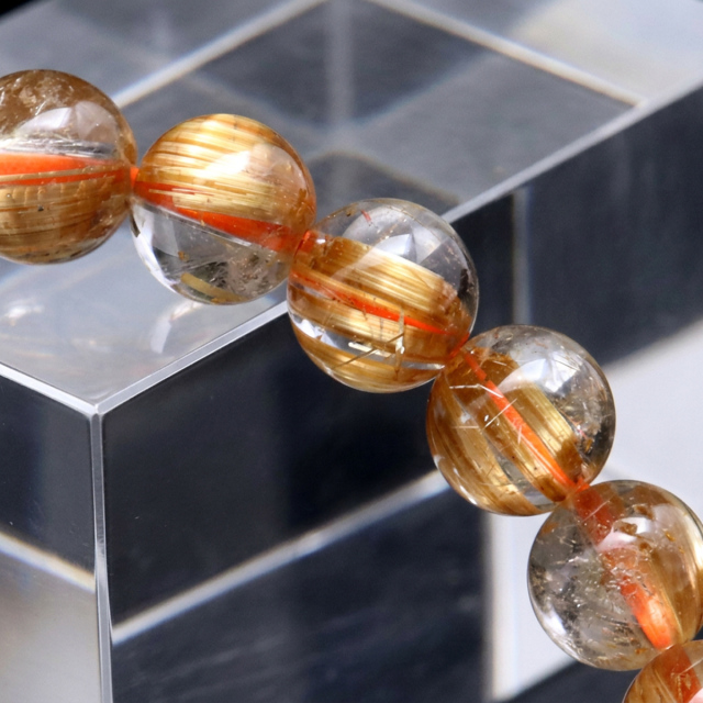 ゴールドルチルクォーツ ブレスレット 1点物 タイチンルチル 金針水晶 天然石 パワーストーン 金運 仕事運 開運
