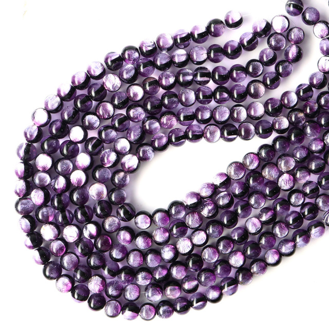 マリンパープル ホタルガラス 10mm 一連 ビーズ売り(40粒) 沖縄 お土産 とんぼ玉