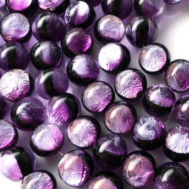 マリンパープル ホタルガラス 10mm 一連 ビーズ売り(40粒) 沖縄 お土産 とんぼ玉