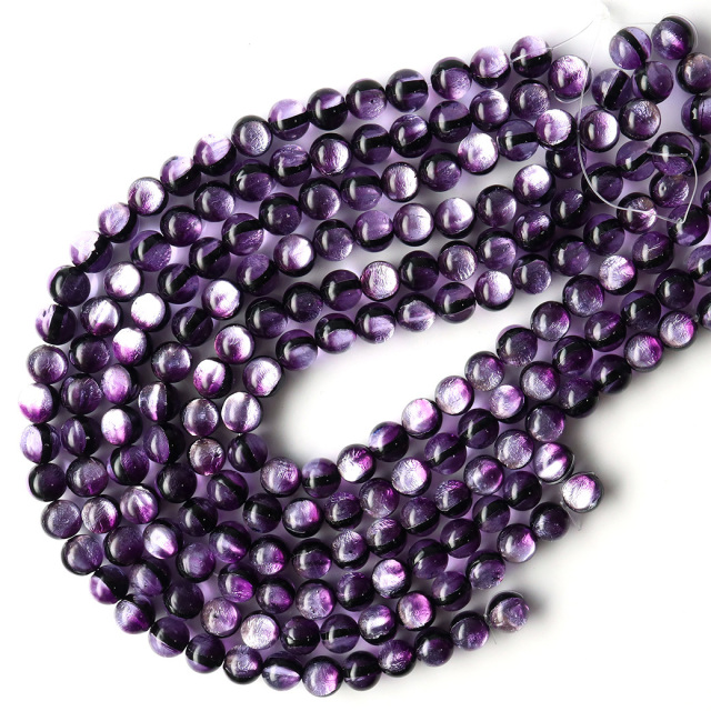 マリンパープル ホタルガラス 12mm 一連 ビーズ売り(40粒) 沖縄 お土産 とんぼ玉