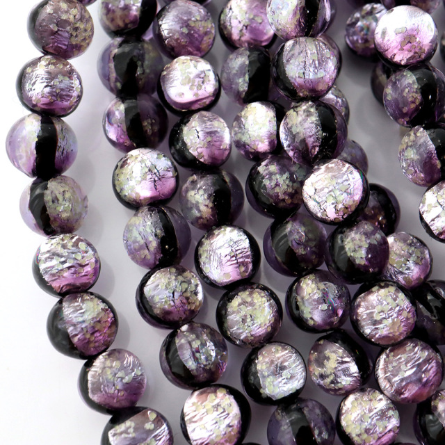 蓄光 暗闇で光る マリンパープル ホタルガラス 紫色 6mm 一連 ビーズ売り 66粒 沖縄 お土産