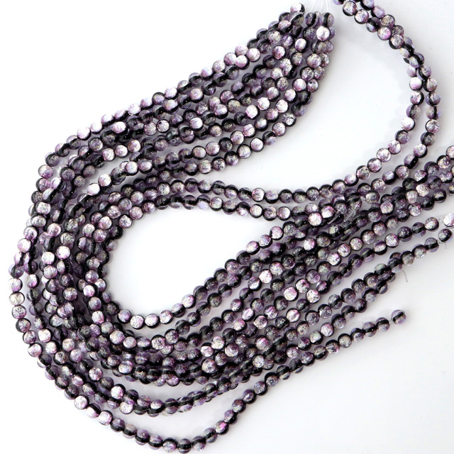 蓄光 暗闇で光る マリンパープル ホタルガラス 紫色 6mm 一連 ビーズ売り 66粒 沖縄 お土産