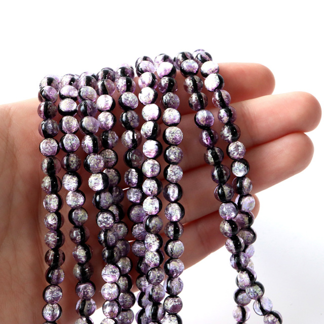 蓄光 暗闇で光る マリンパープル ホタルガラス 紫色 6mm 一連 ビーズ売り 66粒 沖縄 お土産