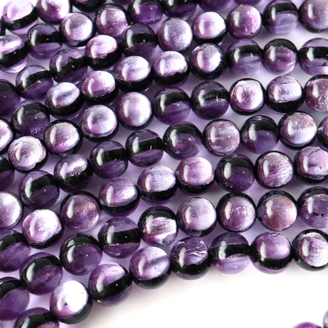 マリンパープル ホタルガラス 8mm 一連 ビーズ売り(50粒) 沖縄 お土産 とんぼ玉