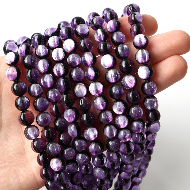 マリンパープル ホタルガラス 8mm 一連 ビーズ売り(50粒) 沖縄 お土産 とんぼ玉