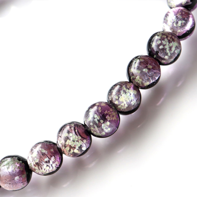 蓄光 暗闇で光る マリンパープル ホタルガラス ブレスレット 6mm 紫色 沖縄 お土産