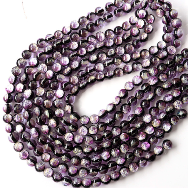 蓄光 マリンパープル ホタルガラス 10mm 一連 ビーズ売り(40粒) 沖縄 お土産 とんぼ玉