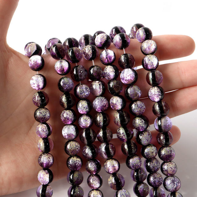 蓄光 マリンパープル ホタルガラス 10mm 一連 ビーズ売り(40粒) 沖縄 お土産 とんぼ玉