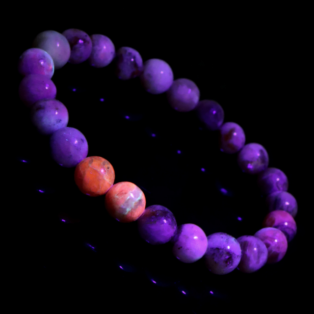 ハックマナイト ブレスレット 1点物 ハックマン石 天然石 パワーストーン ブラックライト付き