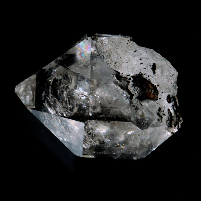 ハーキマーダイヤモンド ハーキマー水晶 75g 大粒 原石 アメリカ・ニューヨーク州産 原石 レインボー 虹入り 両晶 ダブルポイント