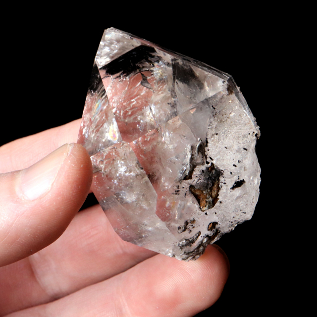 ハーキマーダイヤモンド ハーキマー水晶 75g 大粒 原石 アメリカ・ニューヨーク州産 原石 レインボー 虹入り 両晶 ダブルポイント