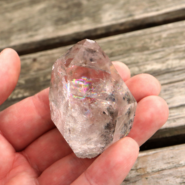 ハーキマーダイヤモンド ハーキマー水晶 75g 大粒 原石 アメリカ・ニューヨーク州産 原石 レインボー 虹入り 両晶 ダブルポイント