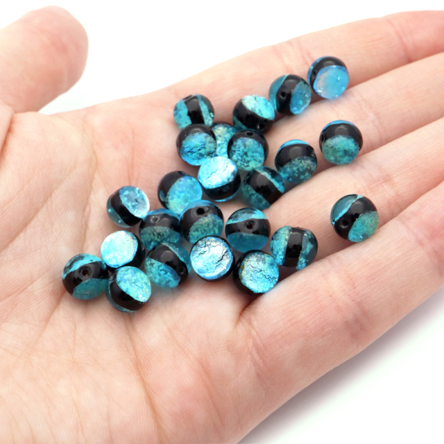 ハテルマブルー ホタルガラス 8mm 光る 粒売り 1粒 とんぼ玉 沖縄 お土産 波照間島