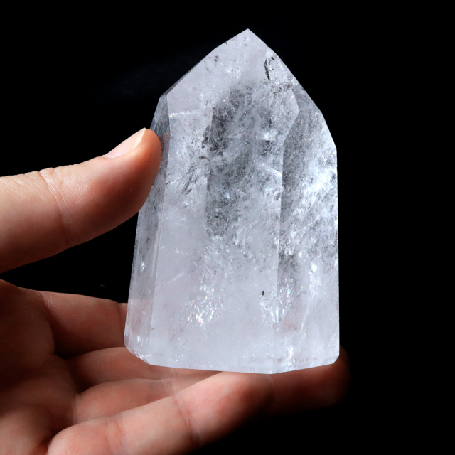 レムリアンシード 水晶 六角柱 ポイント 全面研磨 磨き 1点もの 虹入り レインボー 天然石 ブラジル バイーア州産 証明書付き