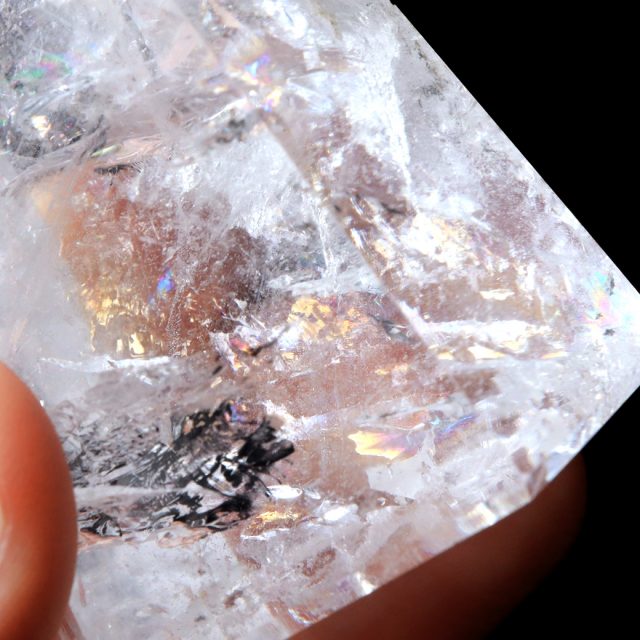 レムリアンシード 水晶 六角柱 ポイント 全面研磨 磨き 1点もの 虹入り レインボー 天然石 ブラジル バイーア州産 証明書付き
