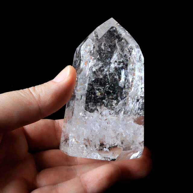 レムリアンシード 水晶 六角柱 ポイント 全面研磨 磨き 1点もの 虹入り レインボー 天然石 ブラジル バイーア州産 証明書付き