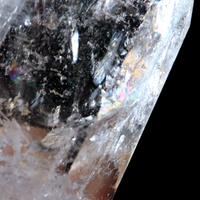 レムリアンシード 水晶 六角柱 ポイント 全面研磨 磨き 1点もの 虹入り レインボー 天然石 ブラジル バイーア州産 証明書付き