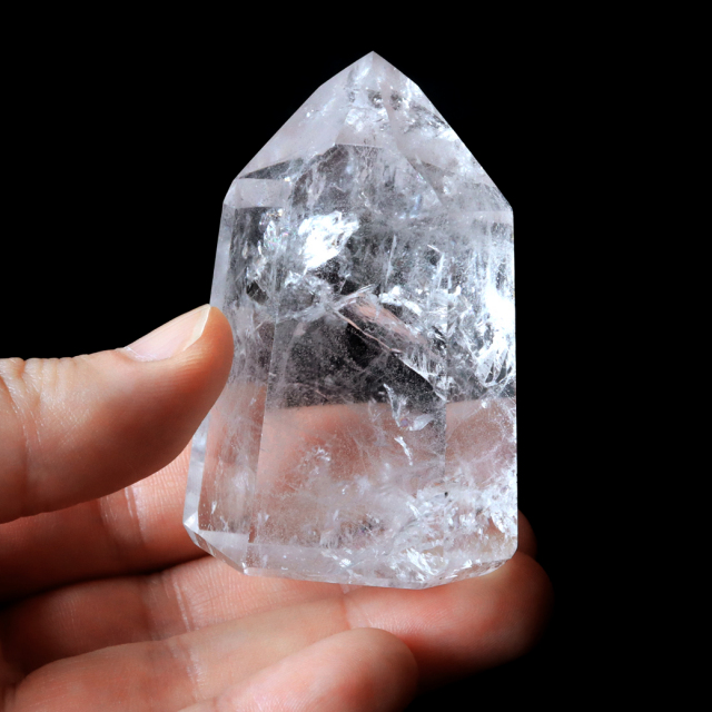 レムリアンシード 水晶 六角柱 ポイント 全面研磨 磨き 1点もの 虹入り レインボー 天然石 ブラジル バイーア州産 証明書付き