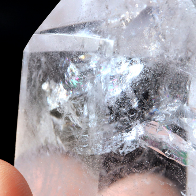 レムリアンシード 水晶 六角柱 ポイント 全面研磨 磨き 1点もの 虹入り レインボー 天然石 ブラジル バイーア州産 証明書付き