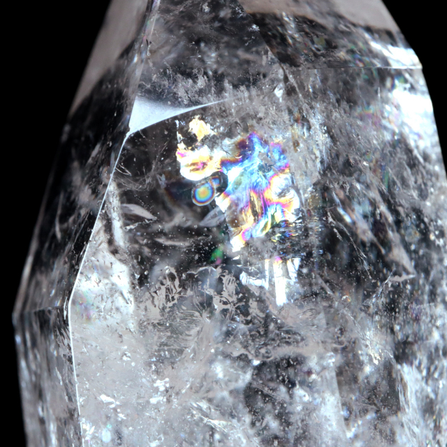 レムリアンシード 水晶 六角柱 ポイント 全面研磨 磨き 1点もの 虹入り レインボー 天然石 ブラジル バイーア州産 証明書付き
