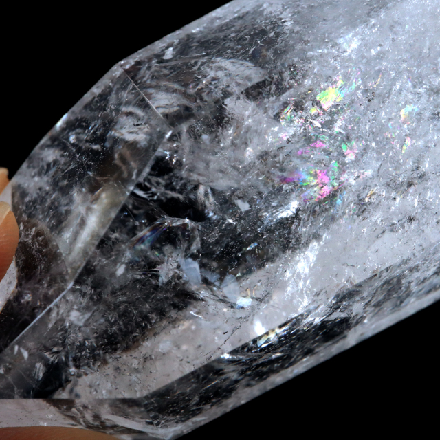レムリアンシード 水晶 六角柱 ポイント 全面研磨 磨き 1点もの 虹入り レインボー 天然石 ブラジル バイーア州産 証明書付き