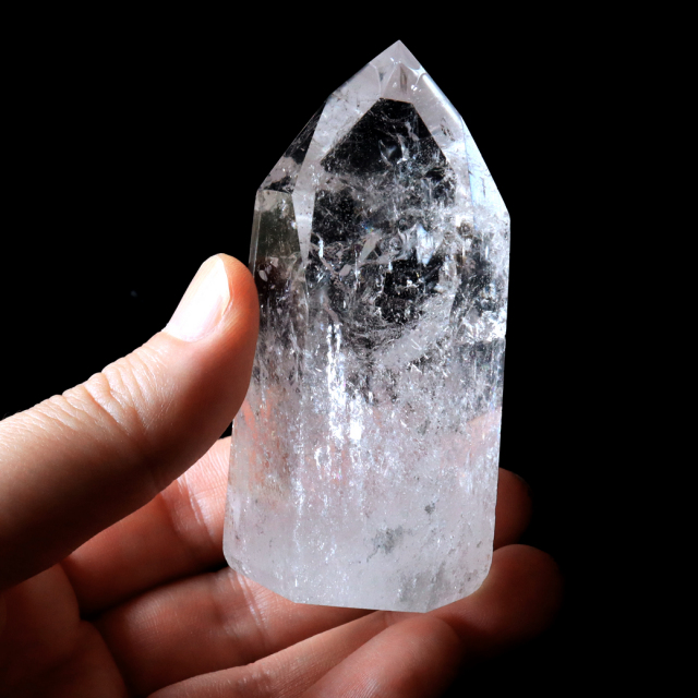 レムリアンシード 水晶 六角柱 ポイント 全面研磨 磨き 1点もの 虹入り レインボー 天然石 ブラジル バイーア州産 証明書付き