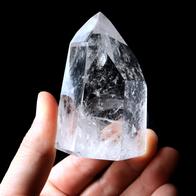 レムリアンシード 水晶 六角柱 ポイント 全面研磨 磨き 1点もの 虹入り レインボー 天然石 ブラジル バイーア州産 証明書付き
