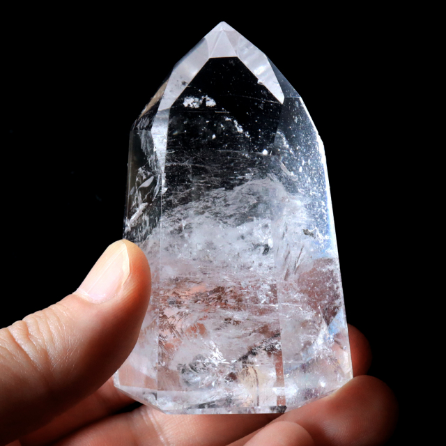 レムリアンシード 水晶 六角柱 ポイント 全面研磨 磨き 1点もの 虹入り レインボー 天然石 ブラジル バイーア州産 証明書付き