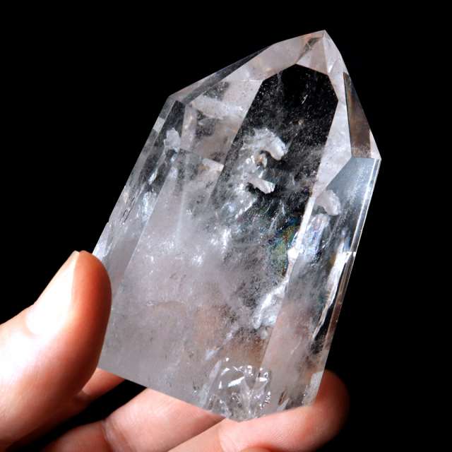 レムリアンシード 水晶 六角柱 ポイント 全面研磨 磨き 1点もの 虹入り レインボー 天然石 ブラジル バイーア州産 証明書付き