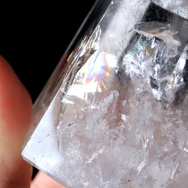 レムリアンシード 水晶 六角柱 ポイント 全面研磨 磨き 1点もの 虹入り レインボー 天然石 ブラジル バイーア州産 証明書付き