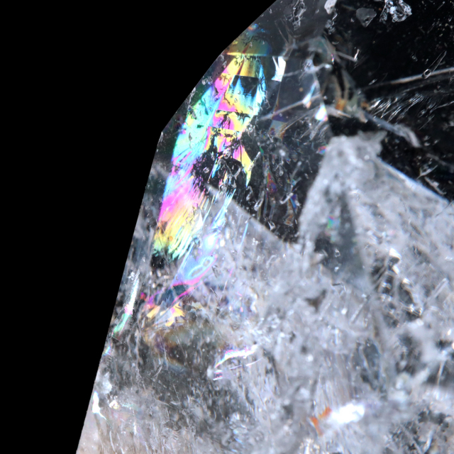 レムリアンシード 水晶 六角柱 ポイント 全面研磨 磨き 1点もの 虹入り レインボー 天然石 ブラジル バイーア州産 証明書付き