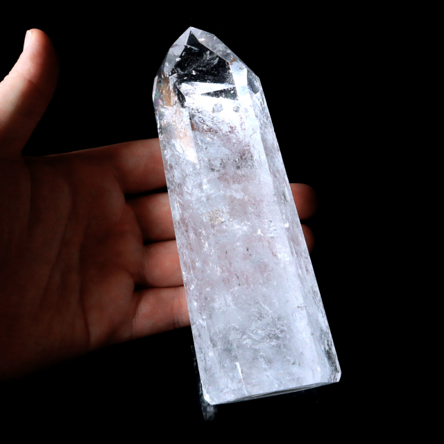 レムリアンシード 水晶 六角柱 ポイント 全面研磨 磨き 1点もの 虹入り レインボー 天然石 ブラジル バイーア州産 証明書付き