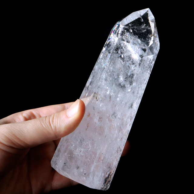 レムリアンシード 水晶 六角柱 ポイント 全面研磨 磨き 1点もの 虹入り レインボー 天然石 ブラジル バイーア州産 証明書付き