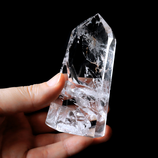 レムリアンシード 水晶 六角柱 ポイント 全面研磨 磨き 1点もの 虹入り レインボー 天然石 ブラジル バイーア州産 証明書付き