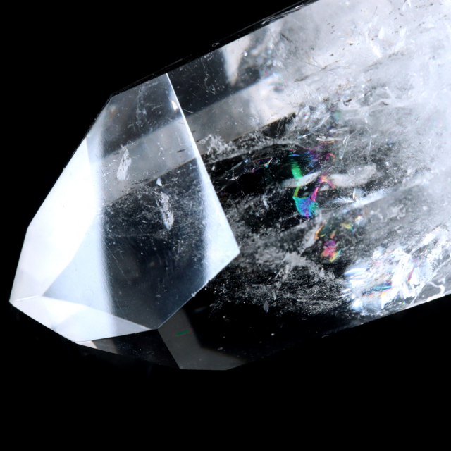 レムリアンシード 水晶 六角柱 ポイント 全面研磨 磨き 1点もの 虹入り レインボー 天然石 ブラジル バイーア州産 証明書付き