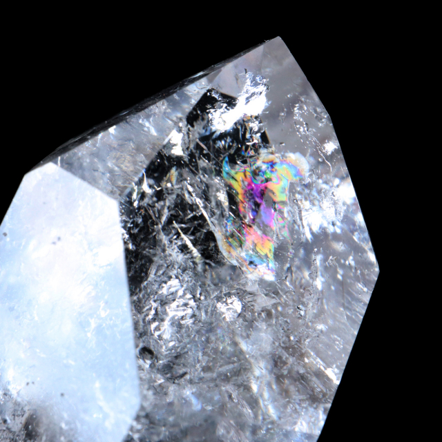 レムリアンシード 水晶 六角柱 ポイント 全面研磨 磨き 1点もの 虹入り レインボー 天然石 ブラジル バイーア州産 証明書付き