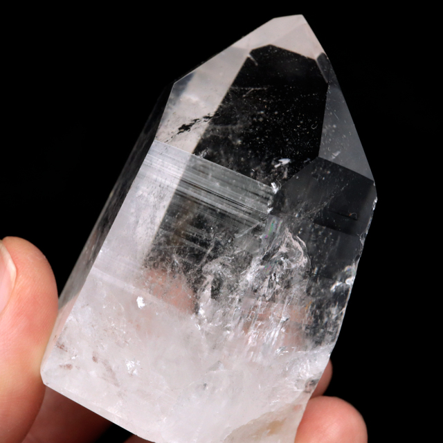 レムリアンシード 水晶 六角柱 ポイント 一部面残し 研磨磨き 187g 1点もの AAA 虹入り レインボー 天然石 証明書付き