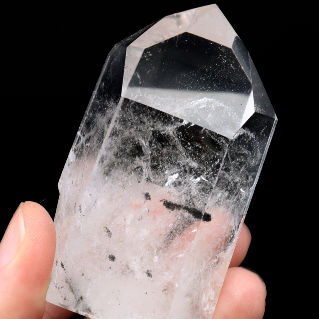 レムリアンシード 水晶 六角柱 ポイント 一部面残し 研磨磨き 187g 1点もの AAA 虹入り レインボー 天然石 証明書付き