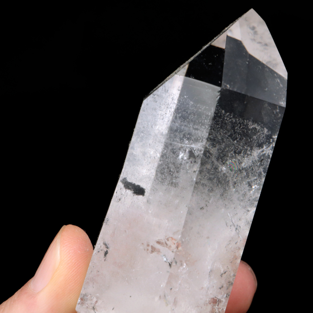 レムリアンシード 水晶 六角柱 ポイント 一部面残し 研磨磨き 187g 1点もの AAA 虹入り レインボー 天然石 証明書付き