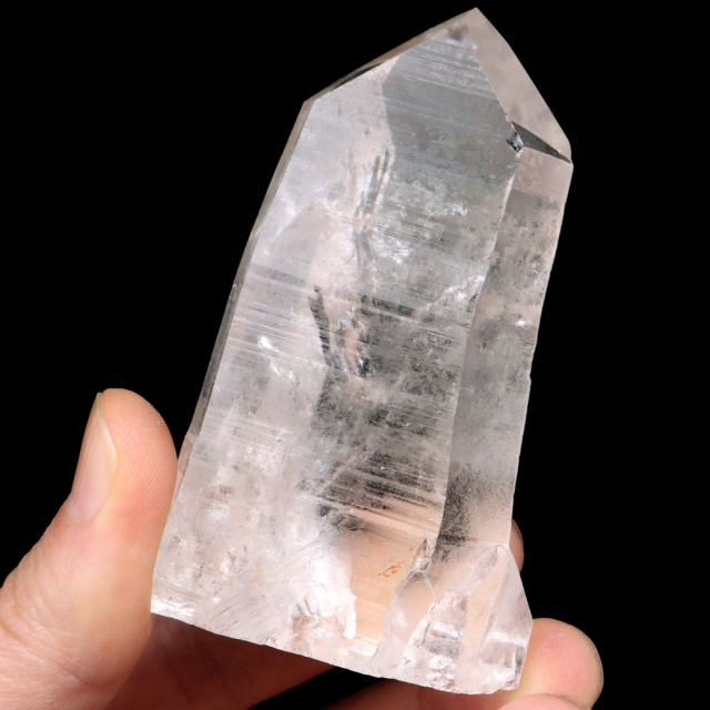 レムリアンシード 水晶 六角柱 ポイント 一部面残し 研磨磨き 187g 1点もの AAA 虹入り レインボー 天然石 証明書付き