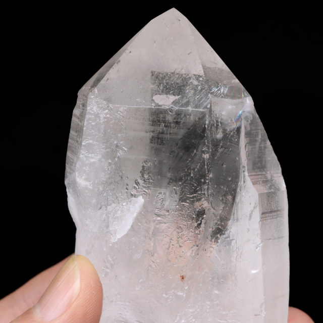 レムリアンシード 水晶 六角柱 ポイント 一部面残し 研磨磨き 187g 1点もの AAA 虹入り レインボー 天然石 証明書付き