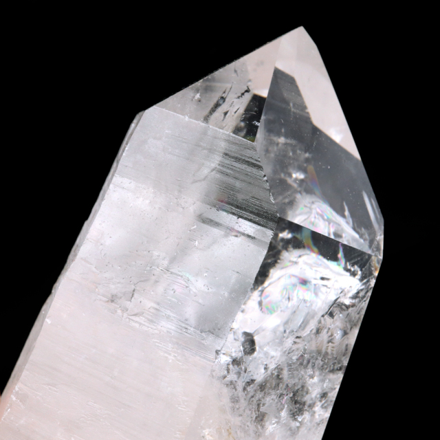 レムリアンシード 水晶 六角柱 ポイント 一部面残し 研磨磨き 187g 1点もの AAA 虹入り レインボー 天然石 証明書付き