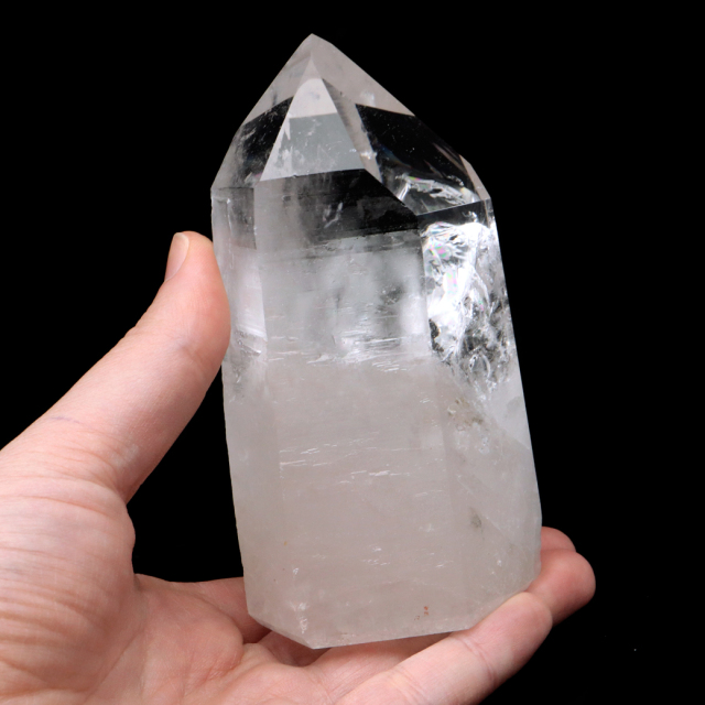 レムリアンシード 水晶 六角柱 ポイント 一部面残し 研磨磨き 187g 1点もの AAA 虹入り レインボー 天然石 証明書付き