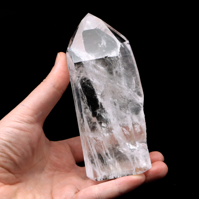 レムリアンシード 水晶 六角柱 ポイント 一部面残し 研磨磨き 187g 1点もの AAA 虹入り レインボー 天然石 証明書付き