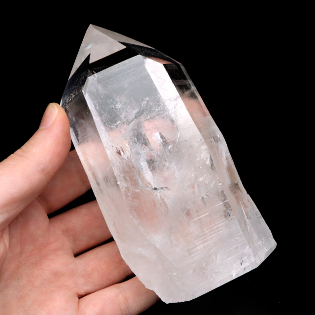レムリアンシード 水晶 六角柱 ポイント 一部面残し 研磨磨き 187g 1点もの AAA 虹入り レインボー 天然石 証明書付き