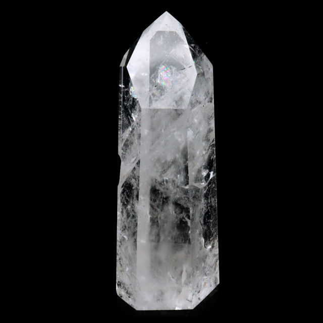 レムリアンシード 水晶 六角柱 ポイント 一部面残し 研磨磨き 187g 1点もの AAA 虹入り レインボー 天然石 証明書付き