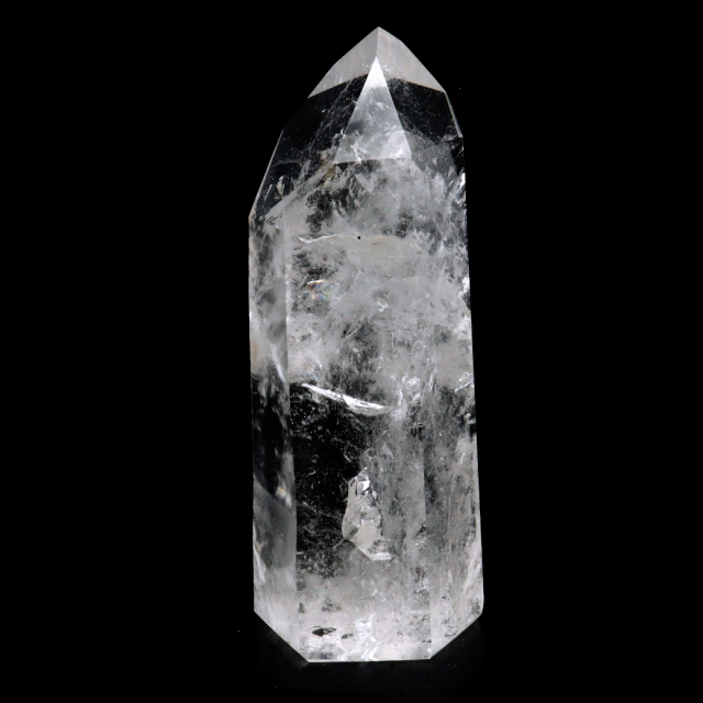 レムリアンシード 水晶 六角柱 ポイント 一部面残し 研磨磨き 187g 1点もの AAA 虹入り レインボー 天然石 証明書付き