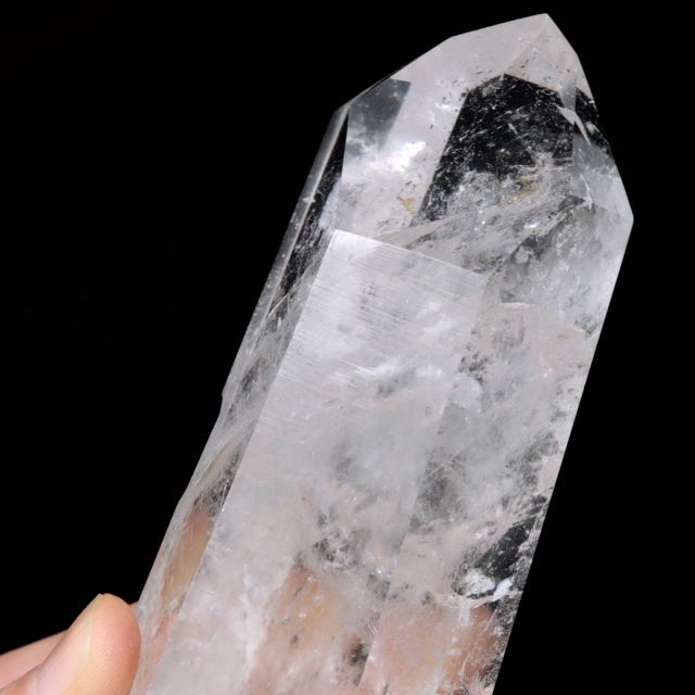レムリアンシード 水晶 六角柱 ポイント 一部面残し 研磨磨き 187g 1点もの AAA 虹入り レインボー 天然石 証明書付き