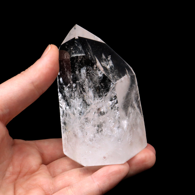 レムリアンシード 水晶 六角柱 ポイント 一部面残し 研磨磨き 187g 1点もの AAA 虹入り レインボー 天然石 証明書付き